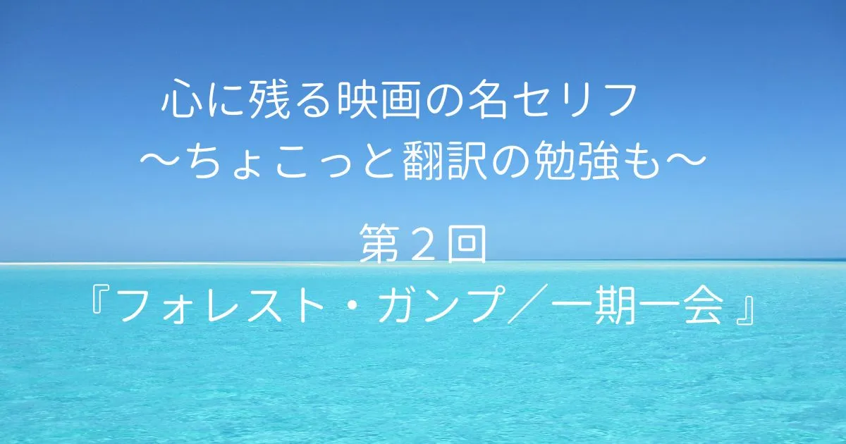 心に残る映画の名セリフ　～映画でちょこっと翻訳の勉強も～第２回『フォレスト・ガンプ／一期一会 』